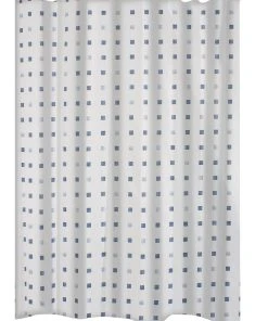 RIDDER Duschvorhang Textil Domino Inkl. Ringe Blau 180x200 Cm