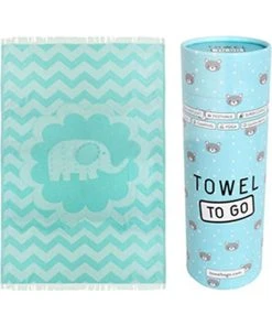 Strandtuch "Towel To Go Kids - Elephant" In Türkis - (L)140 X (B)100 Cm