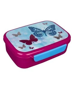 Undercover Brotzeitdose "Butterfly" In Pink/ Hellblau - (L)18 X (B)13,5 X (T)6 Cm