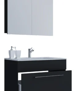 VCM 3-tlg. Waschplatz Waschtisch Badinos SC In Schwarz