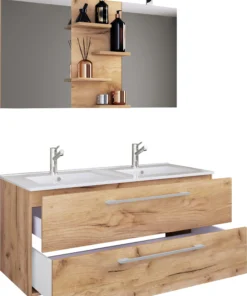 VCM 3-tlg. Waschplatz Waschtisch Budasi SP In Honig-Eiche