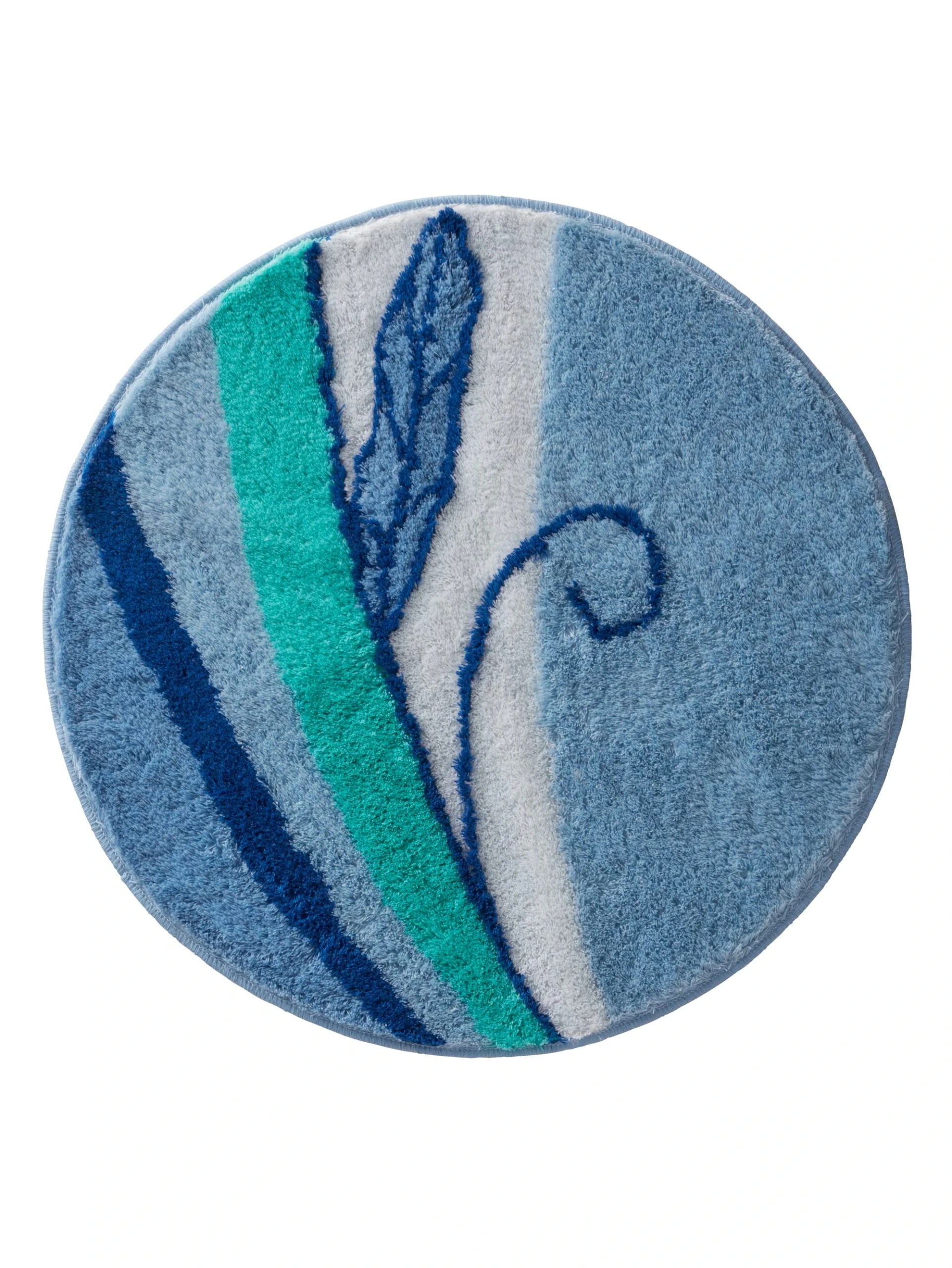 Webschatz Badematte Rund 'Aspen 2.0' In Blau 3 Webschatz Badematte Rund 'Aspen 2.0' In Blau – Bild 3