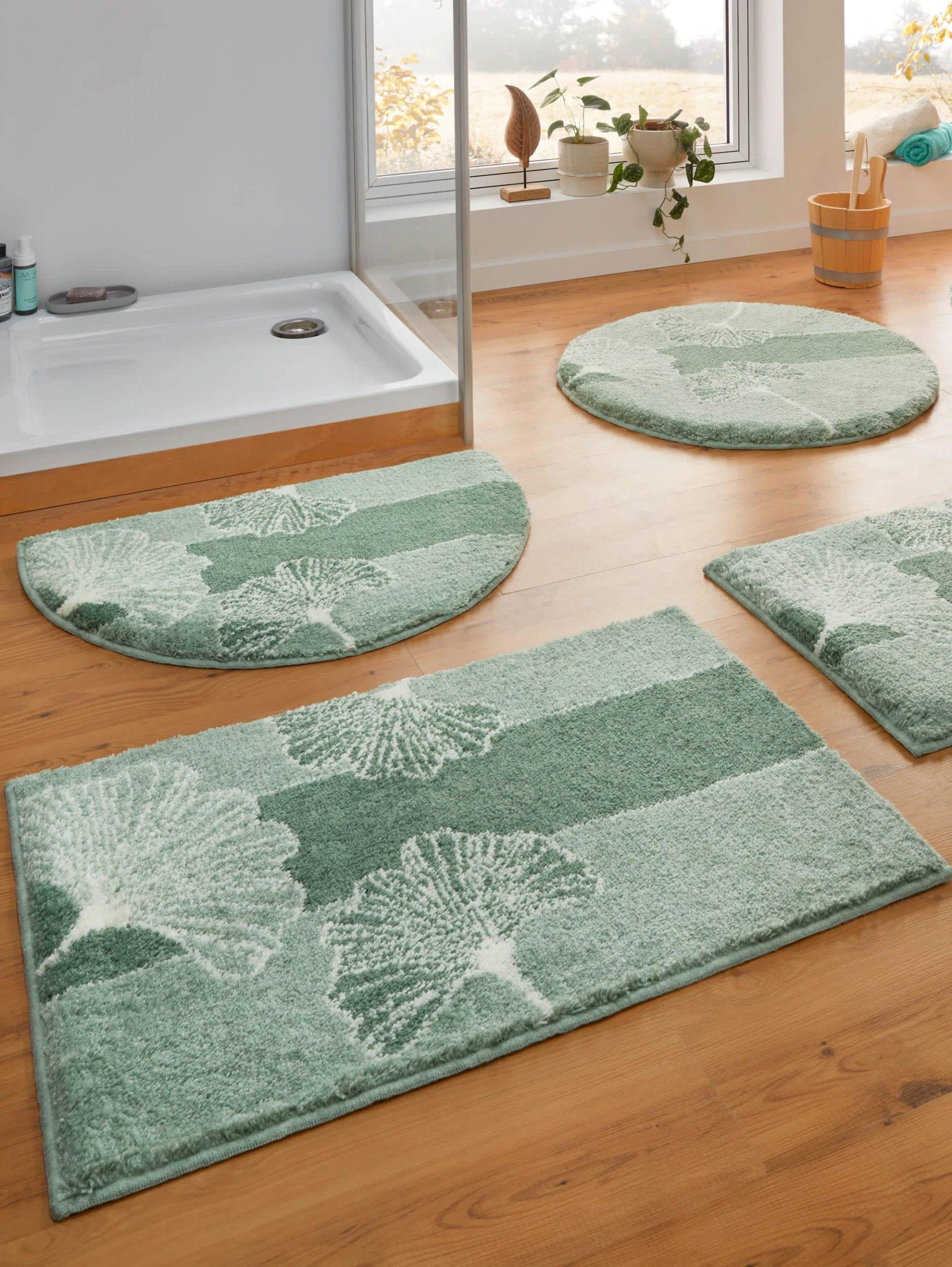 Webschatz Badematte Rund 'Sofia' In Grün 1 Webschatz Badematte Rund 'Sofia' In Grün