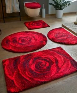 Webschatz Duschvorlage Halbrund 'Rosenfeld' In Rot