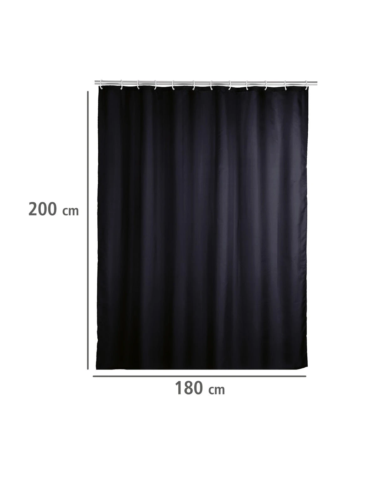 Wenko Anti-Schimmel Duschvorhang Uni Black In Schwarz 5 Wenko Anti-Schimmel Duschvorhang Uni Black In Schwarz – Bild 5
