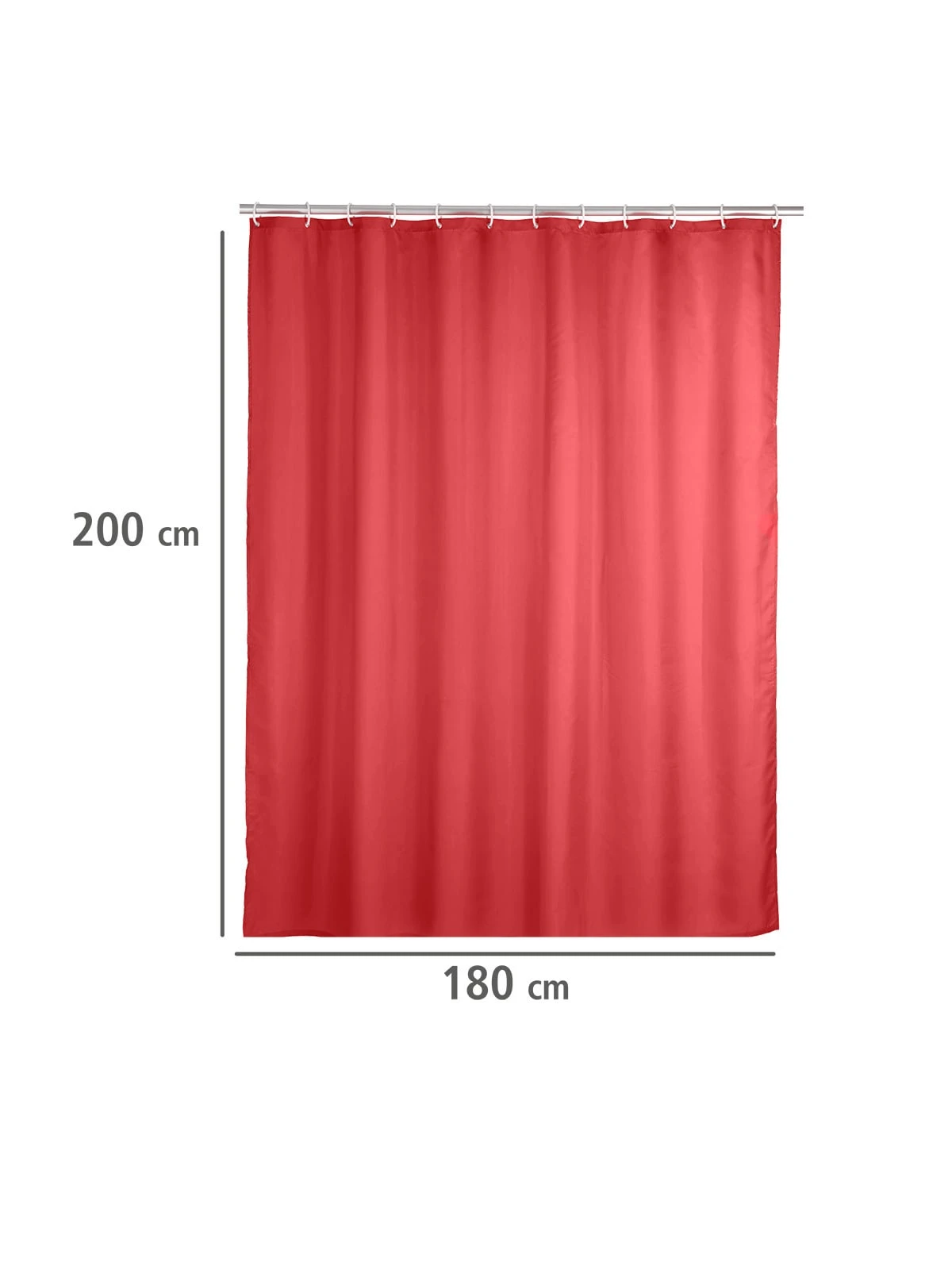 Wenko Anti-Schimmel Duschvorhang Uni Red In Rot 5 Wenko Anti-Schimmel Duschvorhang Uni Red In Rot – Bild 5