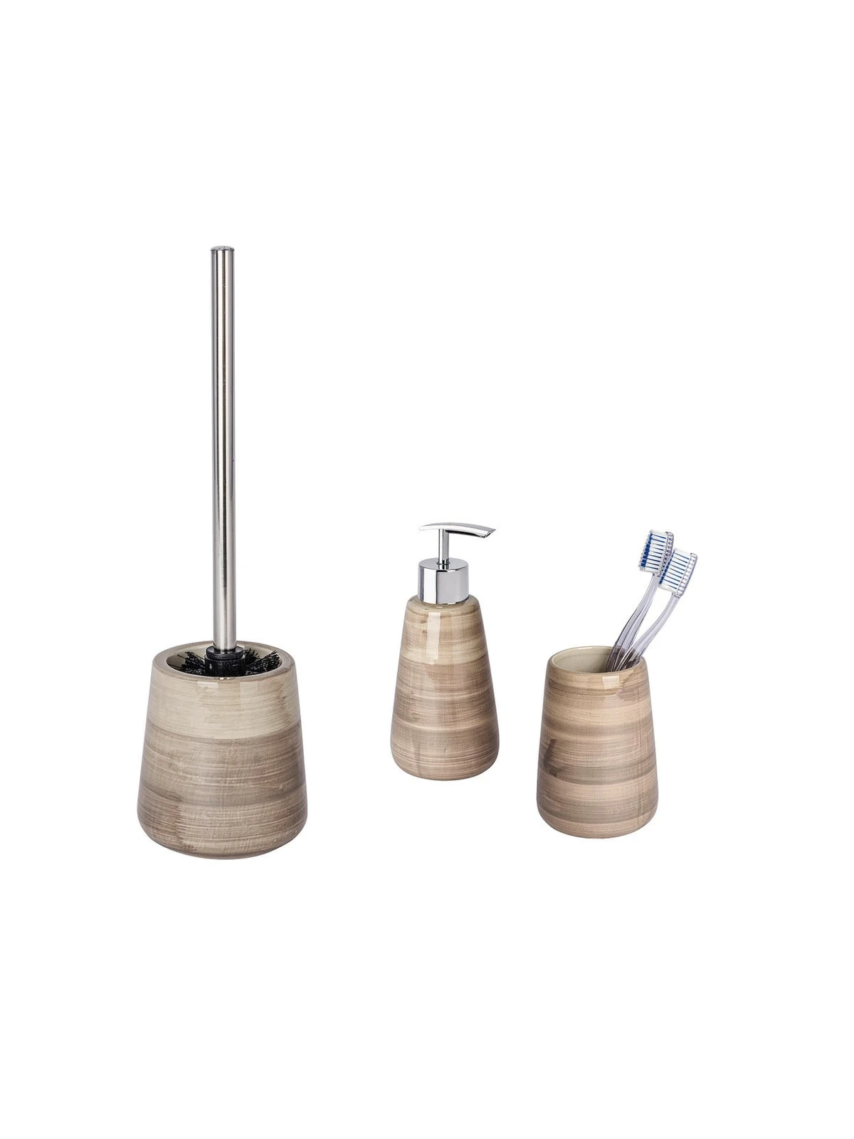 Wenko Bad-Accessoires Set Pottery Sand 3-teilig In Beige 1 Wenko Bad-Accessoires Set Pottery Sand 3-teilig In Beige
