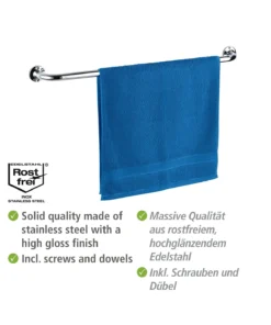Wenko Badetuchstange Basic 80 Cm In Glänzend -Relaxdays Verkaufsshop wenko badetuchstange basic 80 cm in glanzend 2