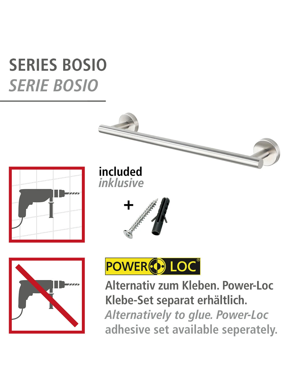 Wenko Badetuchstange Bosio Edelstahl Matt 2 Wenko Badetuchstange Bosio Edelstahl Matt – Bild 2