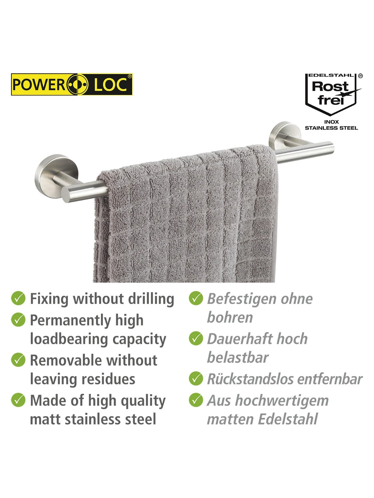 Wenko Badetuchstange Bosio Edelstahl Matt 3 Wenko Badetuchstange Bosio Edelstahl Matt – Bild 3