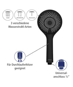 Wenko Duschkopf Watersaving Schwarz Matt In Schwarz -Relaxdays Verkaufsshop wenko duschkopf watersaving schwarz matt in schwarz 5