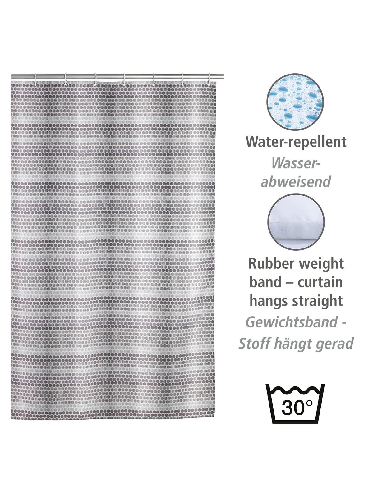 Wenko Duschvorhang Leblon In Weiß, Grau 3 Wenko Duschvorhang Leblon In Weiß, Grau – Bild 3