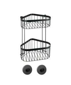 Wenko Eckregal 2 Etagen Classic Plus Black Mit Vacuum-Loc® Adapter In Schwarz