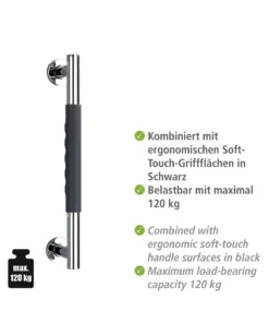 Wenko Edelstahl Wandhaltegriff Secura 40,5 Cm In Grau, Chrom -Relaxdays Verkaufsshop wenko edelstahl wandhaltegriff secura 40 5 cm in grau chrom 2