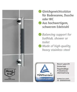 Wenko Edelstahl Wandhaltegriff Secura 40,5 Cm In Grau, Chrom -Relaxdays Verkaufsshop wenko edelstahl wandhaltegriff secura 40 5 cm in grau chrom 6