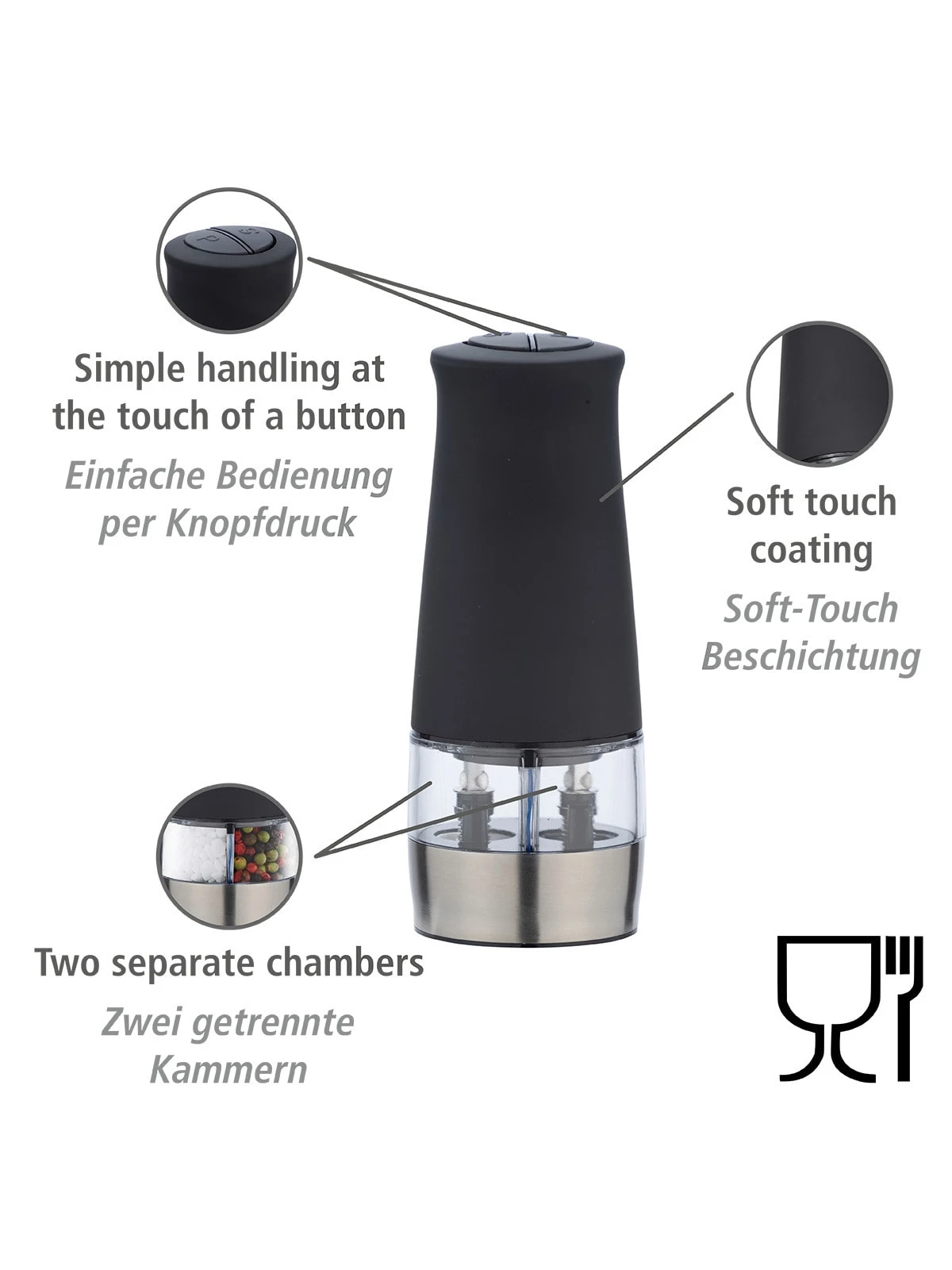 Wenko Elektrische Mühle 2 In 1 Schwarz In Schwarz 2 Wenko Elektrische Mühle 2 In 1 Schwarz In Schwarz – Bild 2