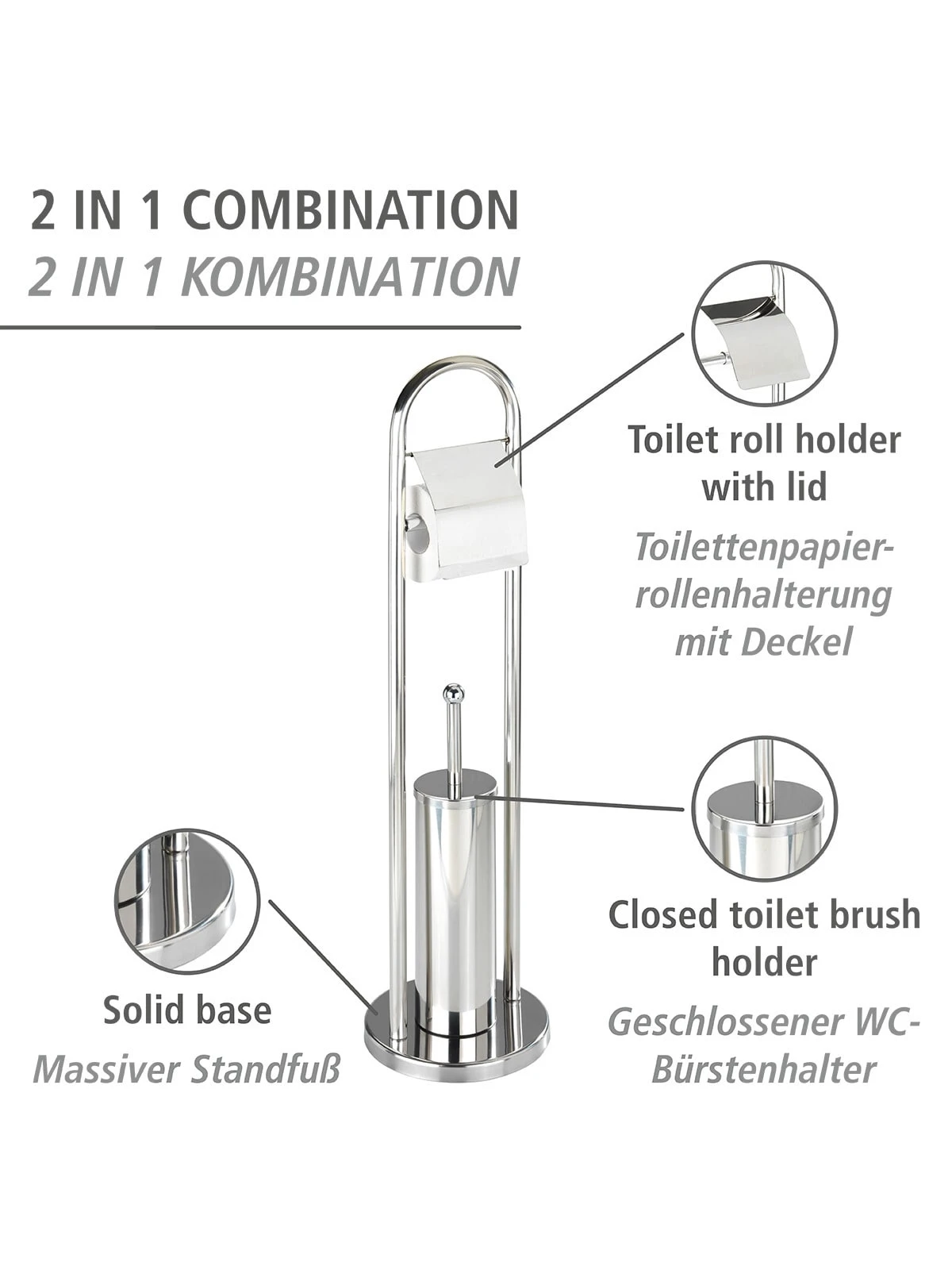 Wenko Exclusiv Stand WC-Garnitur Vasto Edelstahl In Glänzend 2 Wenko Exclusiv Stand WC-Garnitur Vasto Edelstahl In Glänzend – Bild 2