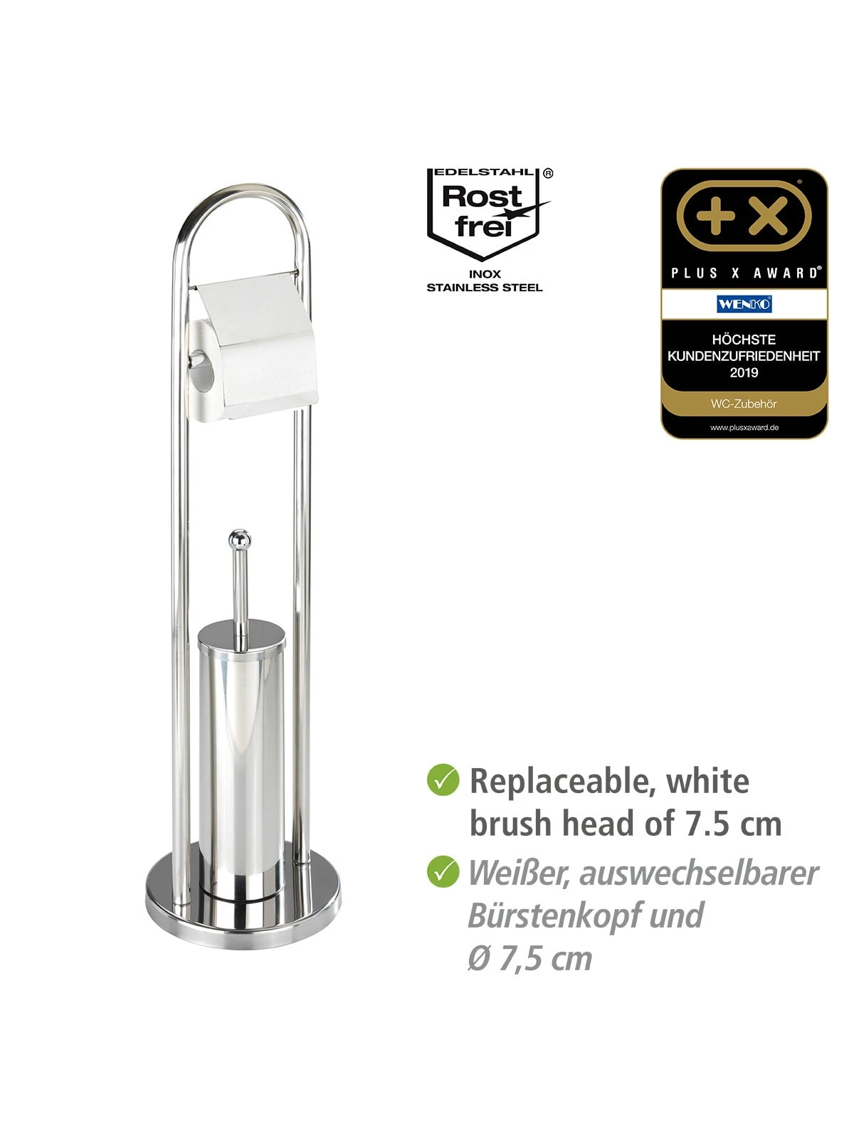 Wenko Exclusiv Stand WC-Garnitur Vasto Edelstahl In Glänzend 3 Wenko Exclusiv Stand WC-Garnitur Vasto Edelstahl In Glänzend – Bild 3