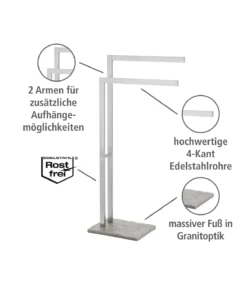Wenko Handtuchständer Granit Mit 2 Armen Edelstahl In Grau 12 Wenko Handtuchständer Granit Mit 2 Armen Edelstahl In Grau -Relaxdays Verkaufsshop wenko handtuchstander granit mit 2 armen edelstahl in grau 2