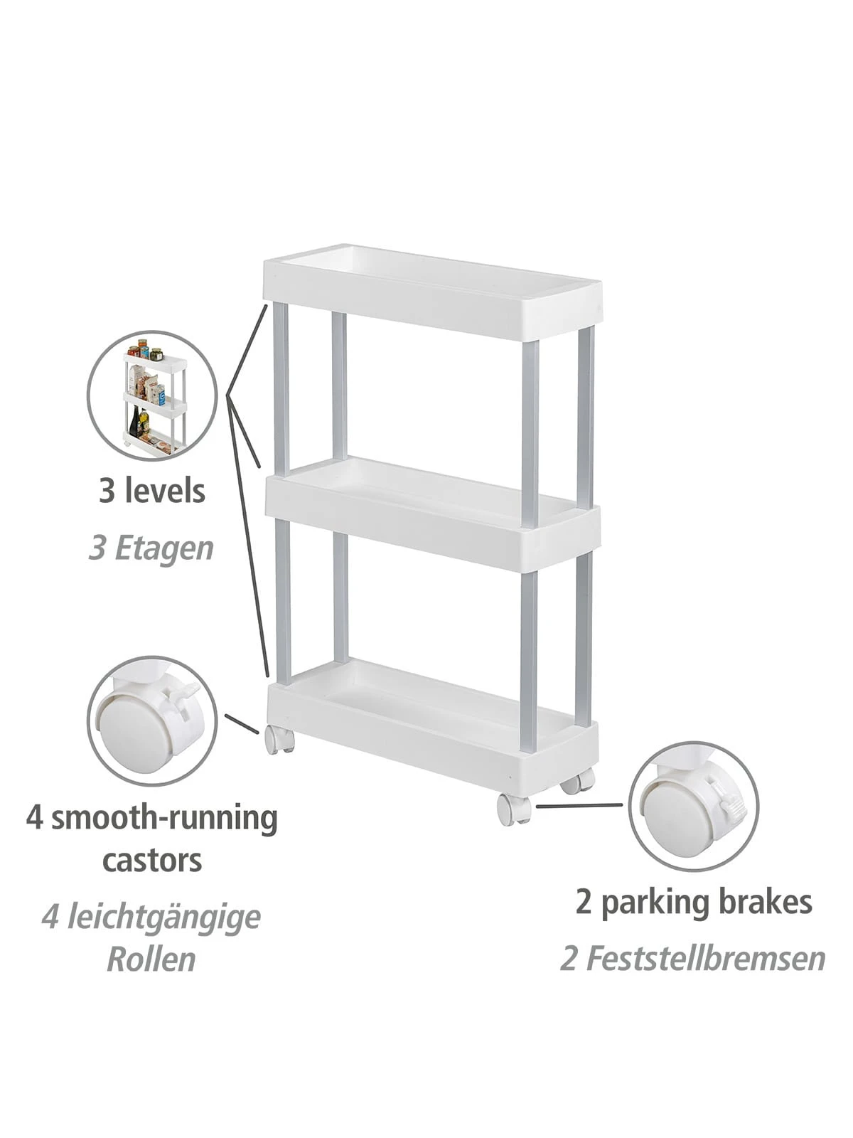 Wenko Haushalts- Und Badwagen Mino In Weiß 2 Wenko Haushalts- Und Badwagen Mino In Weiß – Bild 2