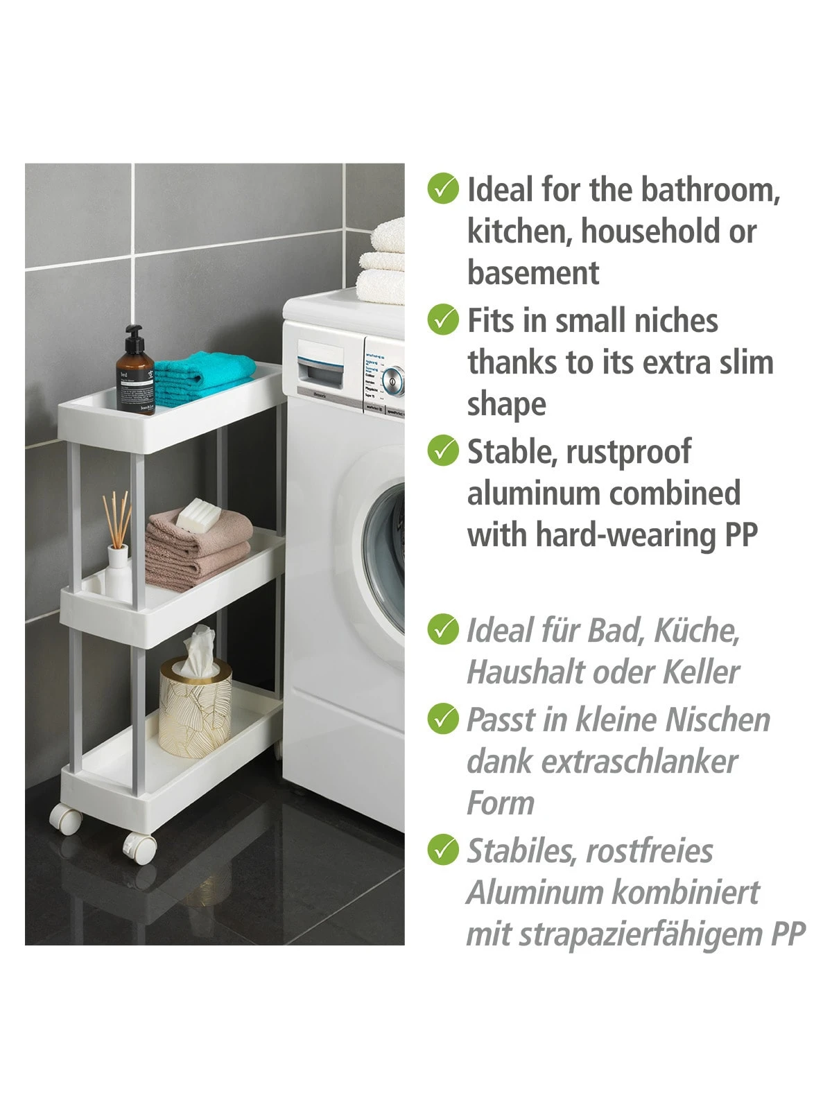 Wenko Haushalts- Und Badwagen Mino In Weiß 13 Wenko Haushalts- Und Badwagen Mino In Weiß – Bild 13