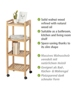 Wenko Haushalts- Und Badwagen Norway 4 Etagen In Walnuss -Relaxdays Verkaufsshop wenko haushalts und badwagen norway 4 etagen in walnuss 3