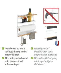 Wenko Küchenregal Magna Weiß In Regal: Weiß, Stäbe: Natur, Magnet: Schwarz -Relaxdays Verkaufsshop wenko kuchenregal magna weiss in regal weiss stabe natur magnet schwarz 2