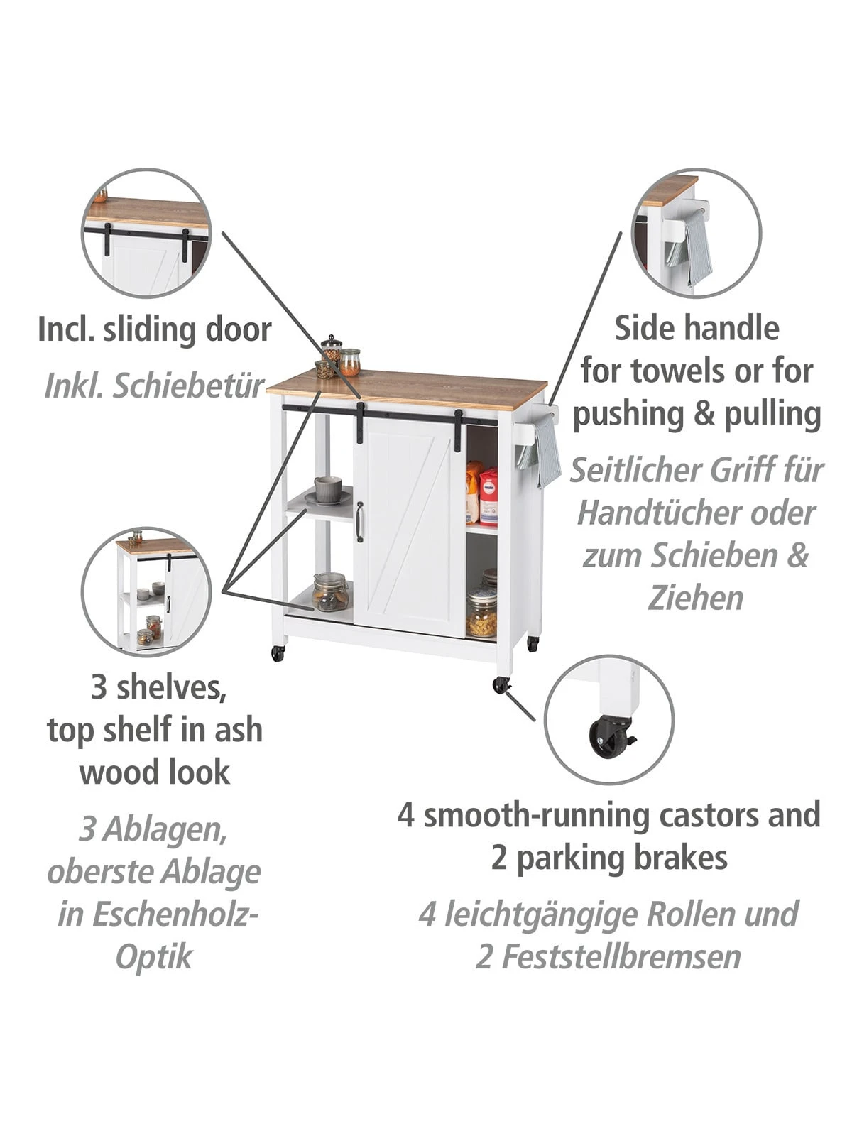 Wenko Küchenwagen Landhaus In Weiß 2 Wenko Küchenwagen Landhaus In Weiß – Bild 2