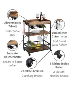 Wenko Küchenwagen Rustico In Braun -Relaxdays Verkaufsshop wenko kuchenwagen rustico in braun 11