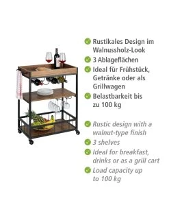Wenko Küchenwagen Rustico In Braun -Relaxdays Verkaufsshop wenko kuchenwagen rustico in braun 12