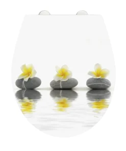 Wenko Premium WC-Sitz Hochglanz Acryl Stones With Flower In Mehrfarbig