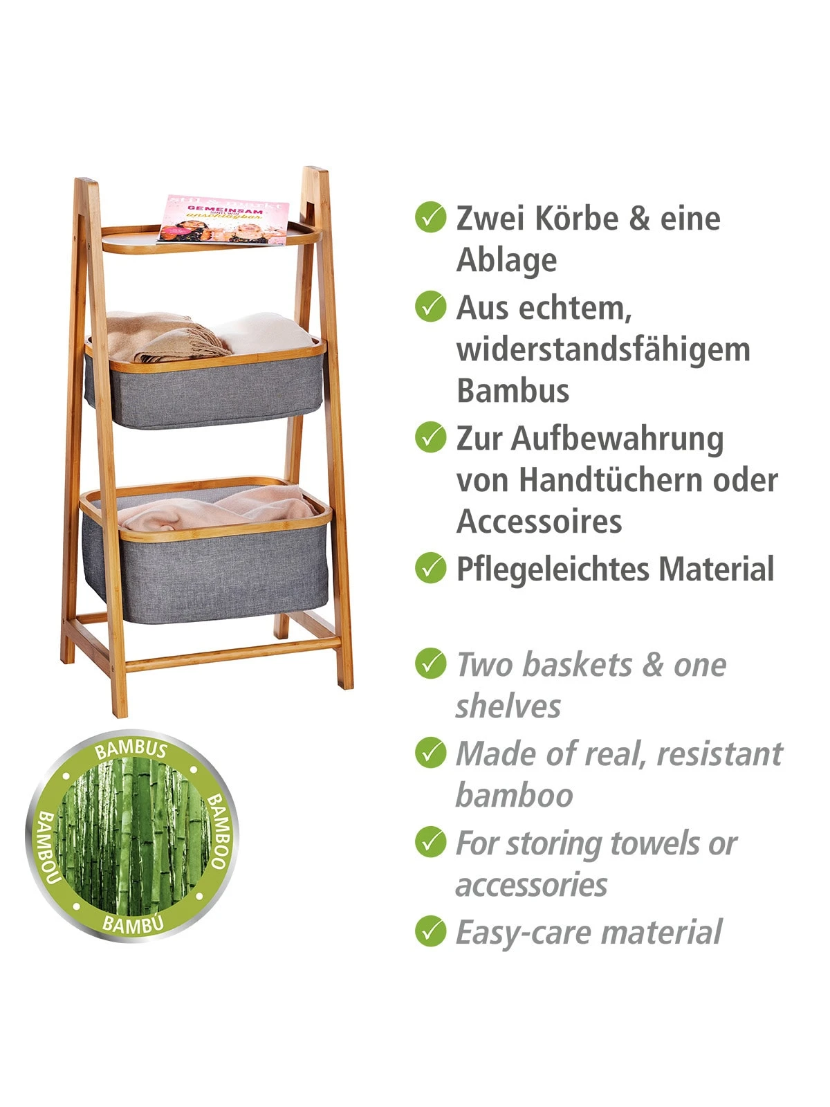 Wenko Regal Bahari Aus Bambus Mit 2 Körben In Braun 2 Wenko Regal Bahari Aus Bambus Mit 2 Körben In Braun – Bild 2