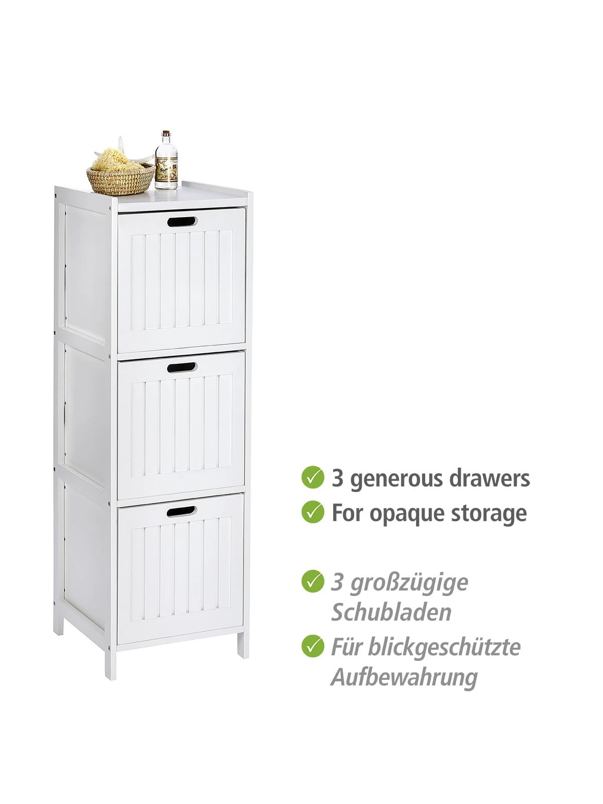 Wenko Regal Oslo 3 Schubladen, Echtholz In Weiß 2 Wenko Regal Oslo 3 Schubladen, Echtholz In Weiß – Bild 2