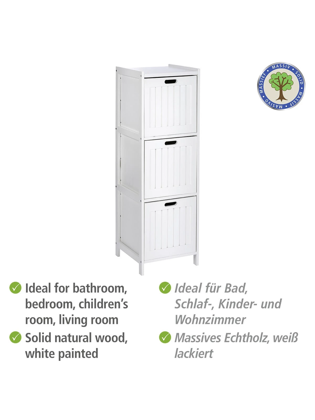 Wenko Regal Oslo 3 Schubladen, Echtholz In Weiß 11 Wenko Regal Oslo 3 Schubladen, Echtholz In Weiß – Bild 11
