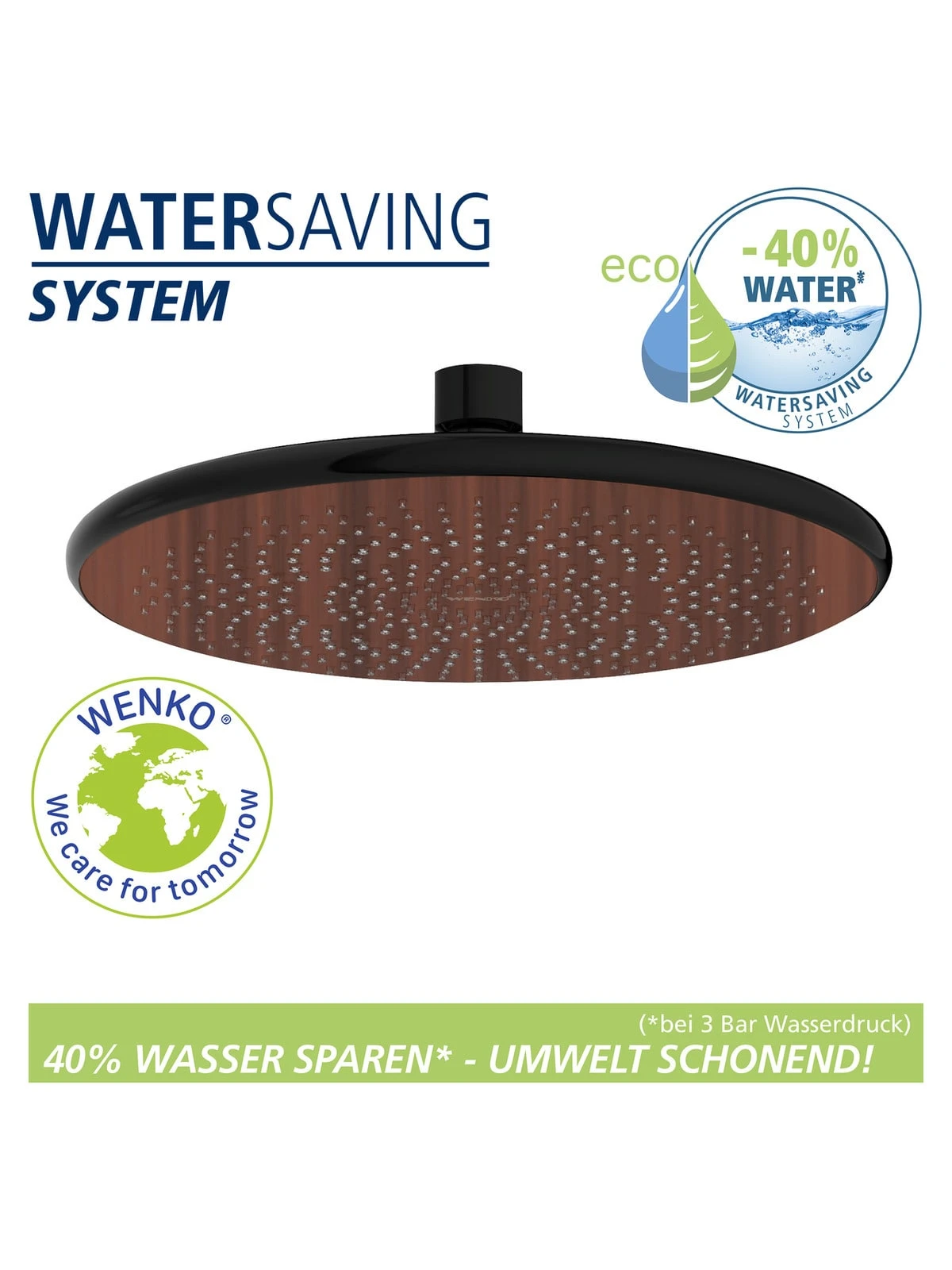 Wenko Regenduschkopf Watersaving Wood In Braun 2 Wenko Regenduschkopf Watersaving Wood In Braun – Bild 2