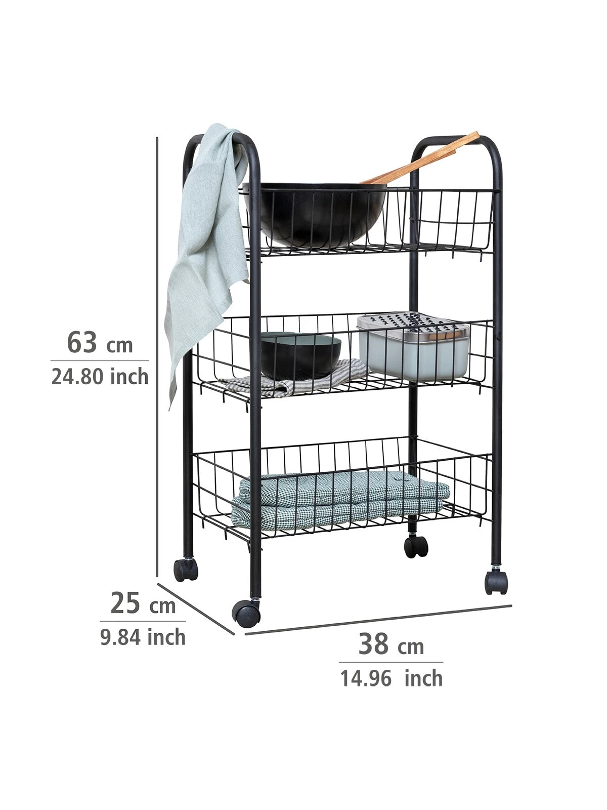 Wenko Rollwagen Florenz Mit 3 Ablagen Schwarz In Schwarz 10 Wenko Rollwagen Florenz Mit 3 Ablagen Schwarz In Schwarz – Bild 10