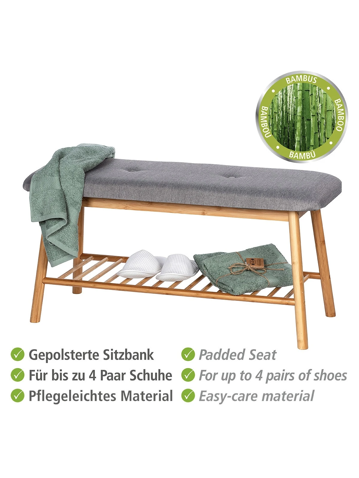 Wenko Schuhbank Aus Bambus Mit Sitzpolster Bahari In Braun 16 Wenko Schuhbank Aus Bambus Mit Sitzpolster Bahari In Braun – Bild 16