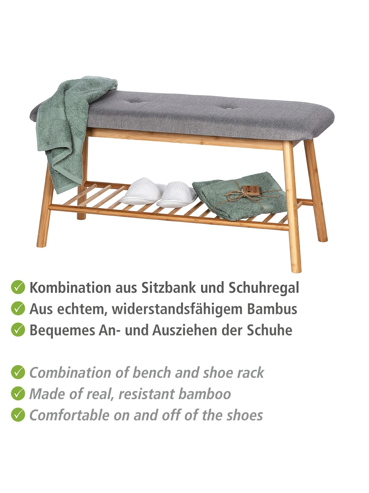 Wenko Schuhbank Aus Bambus Mit Sitzpolster Bahari In Braun 3 Wenko Schuhbank Aus Bambus Mit Sitzpolster Bahari In Braun – Bild 3