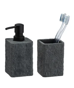 Wenko Seifenspender Und Zahnputzbecher Villata, Grau In Grau