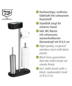 Wenko Stand WC-Garnitur Mit Box Rivazza Schwarz In Schwarz -Relaxdays Verkaufsshop wenko stand wc garnitur mit box rivazza schwarz in schwarz 12