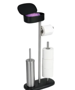 Wenko Stand WC-Garnitur Mit Box Rivazza Schwarz In Schwarz -Relaxdays Verkaufsshop wenko stand wc garnitur mit box rivazza schwarz in schwarz 6