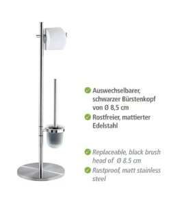 Wenko Stand WC-Garnitur Pieno Edelstahl In Satiniert -Relaxdays Verkaufsshop wenko stand wc garnitur pieno edelstahl in satiniert 3