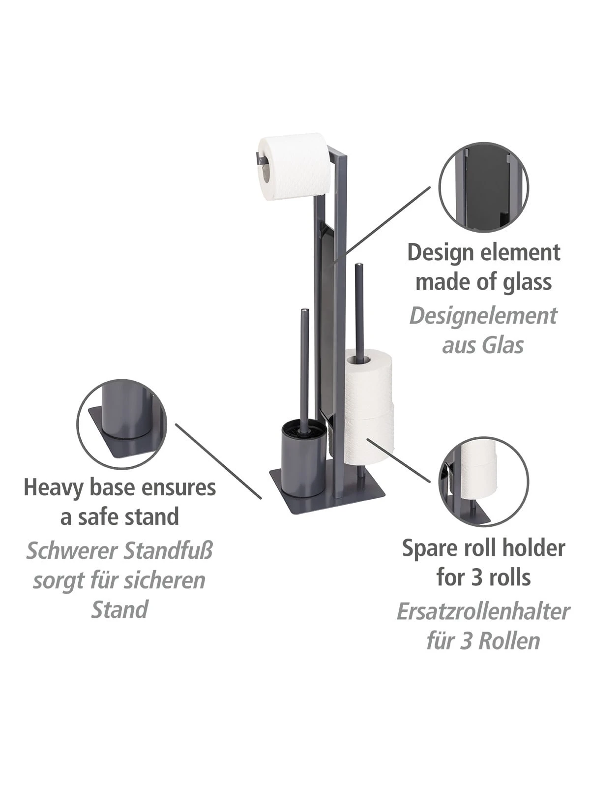 Wenko Stand WC-Garnitur Rivalta Grau In Grau 2 Wenko Stand WC-Garnitur Rivalta Grau In Grau – Bild 2