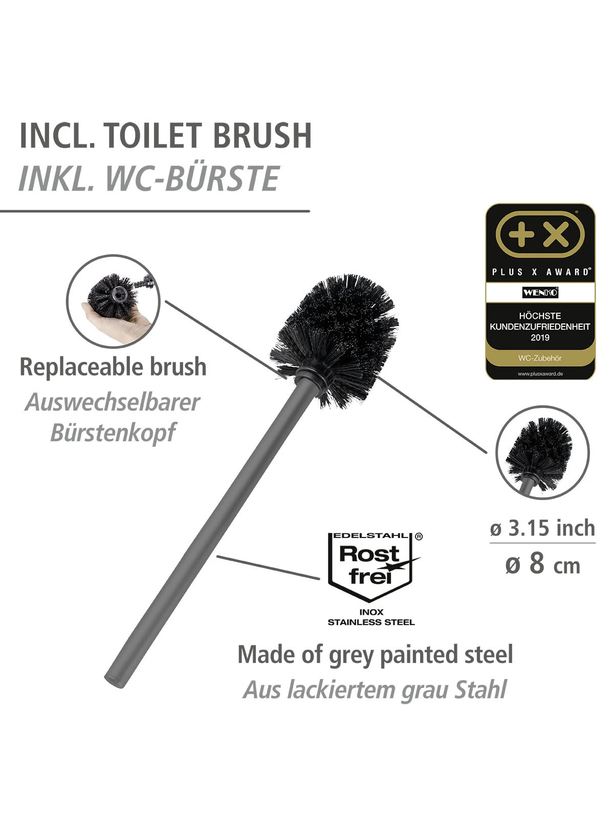 Wenko Stand WC-Garnitur Rivalta Grau In Grau 3 Wenko Stand WC-Garnitur Rivalta Grau In Grau – Bild 3