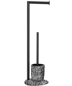 Wenko Stand WC-Garnitur Terrazzo In Schwarz -Relaxdays Verkaufsshop wenko stand wc garnitur terrazzo in schwarz 2