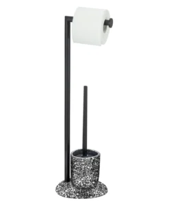 Wenko Stand WC-Garnitur Terrazzo In Schwarz -Relaxdays Verkaufsshop wenko stand wc garnitur terrazzo in schwarz 4
