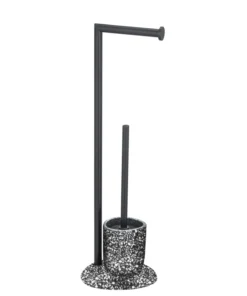 Wenko Stand WC-Garnitur Terrazzo In Schwarz -Relaxdays Verkaufsshop wenko stand wc garnitur terrazzo in schwarz 5