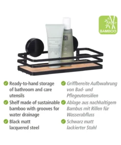 Wenko Static-Loc® Wandablage Alba In Schwarz -Relaxdays Verkaufsshop wenko static loc r wandablage alba in schwarz 2