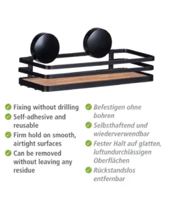 Wenko Static-Loc® Wandablage Alba In Schwarz -Relaxdays Verkaufsshop wenko static loc r wandablage alba in schwarz 3