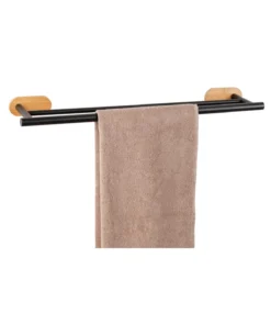 Wenko Turbo-Loc® Badetuchstange Duo Orea Bamboo In Schwarz